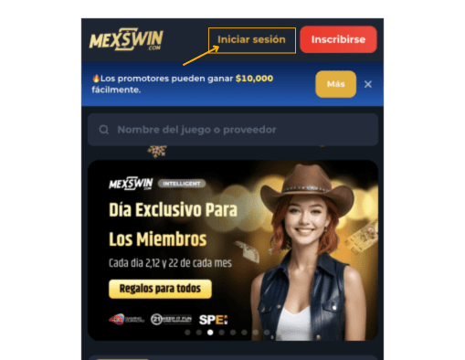CÓMO REGISTRARSE Y DEPOSITAR 6 Mexswin-Iniciar-Sesion-1